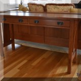 F04. Stickley Furniture Mission oak sofa table. 29”h x 54” w x 16”d 